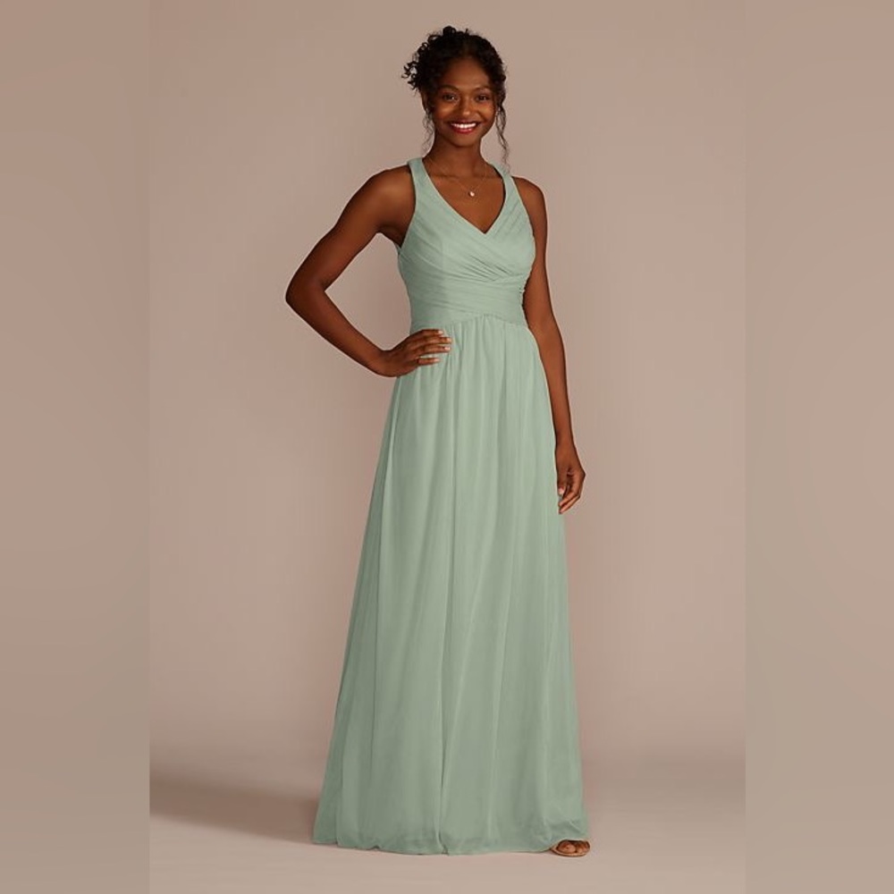 David’s Bridal Bridesmaid Dress size 2. Color Dusty Sage.